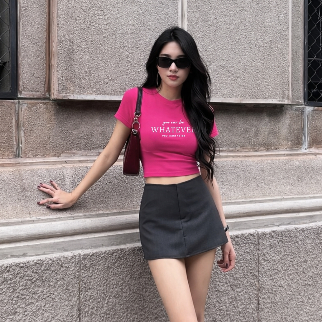 Áo croptop nữ chữ you can be WHATEVER dáng ôm chất thun cotton local brand WETEE - WC1164_thumbnail_1