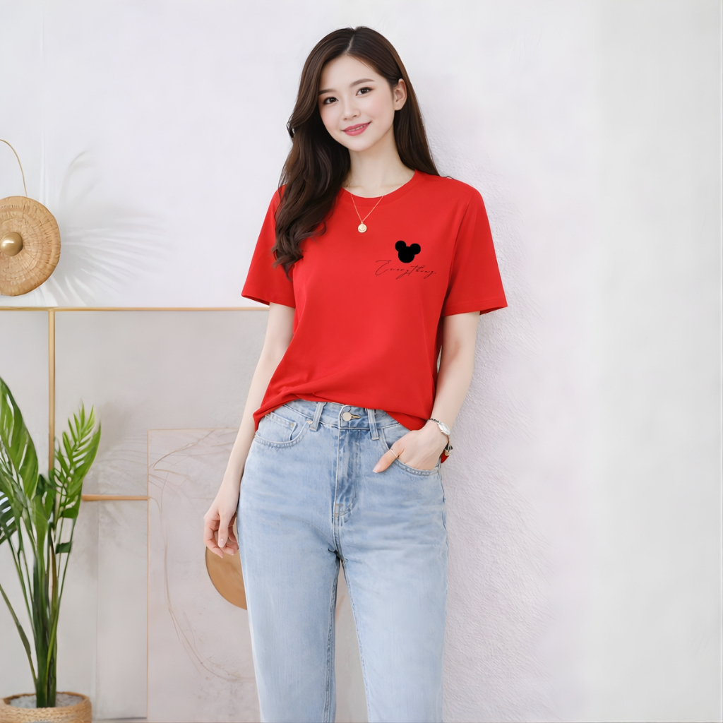 [Form rộng] Áo phông nữ dáng rộng hình Mickey trên ngực - Loza RT8454_thumbnail_2