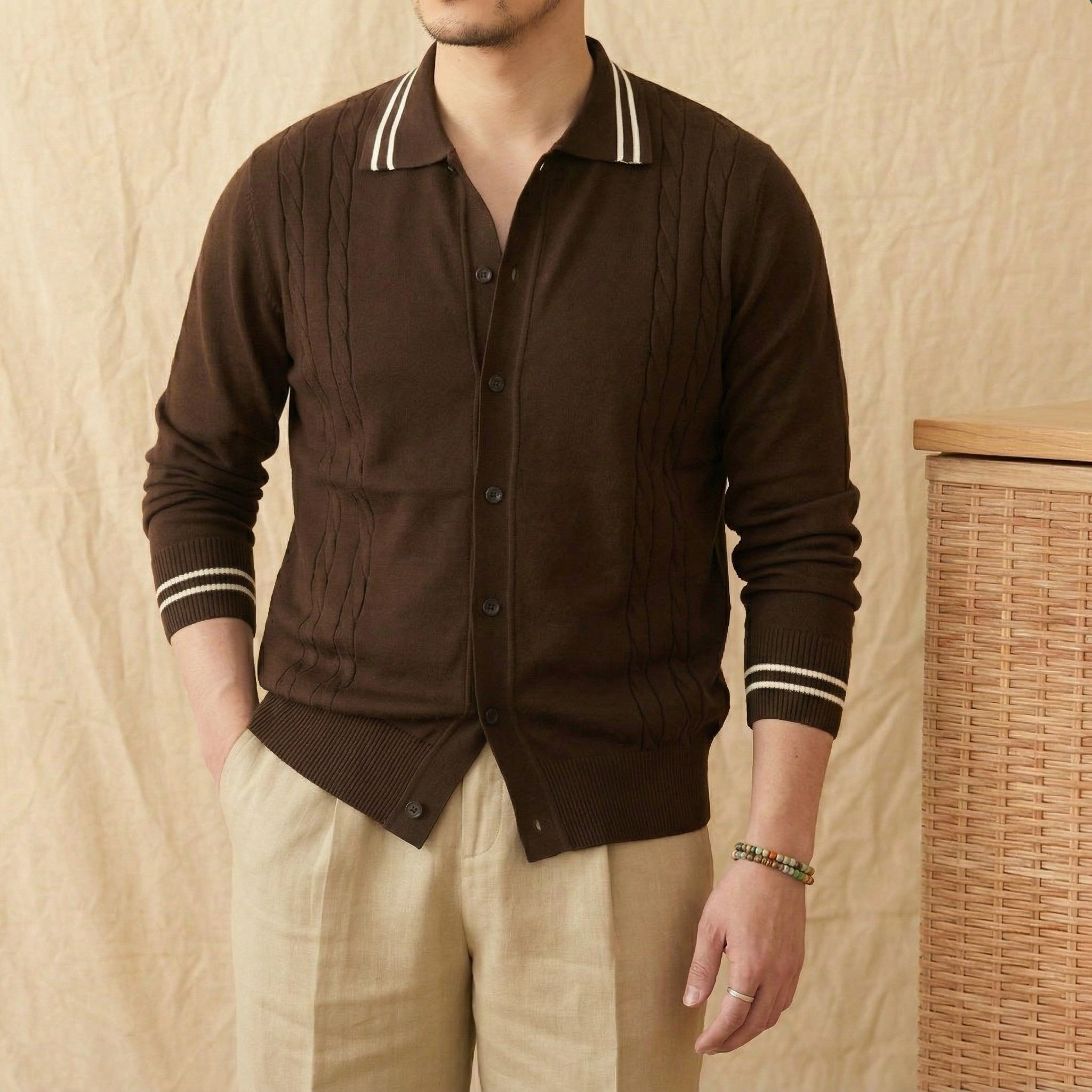 Áo Polo Dệt Thừng Tay Dài