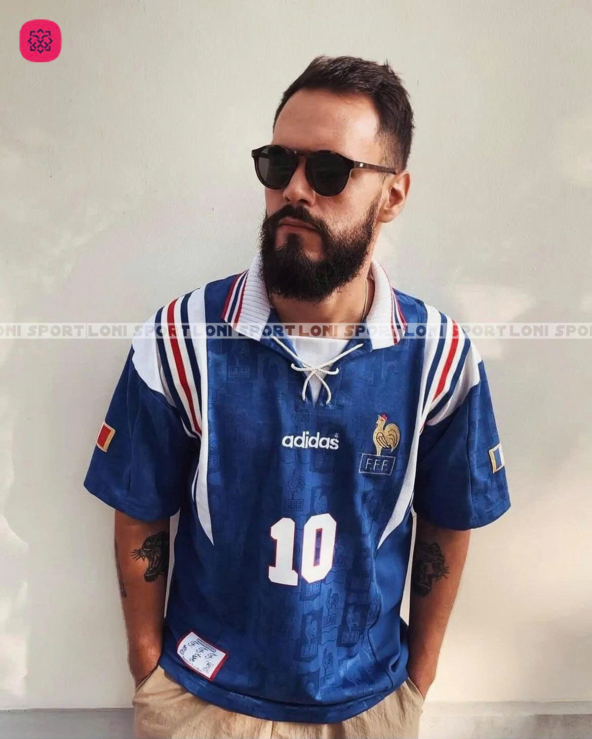 Áo Retro Pháp sân nhà xanh 1996