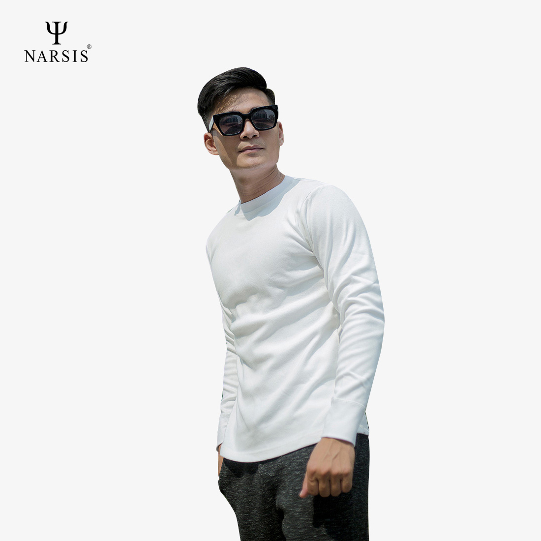 ÁO NAM NARSIS  MÀU TRẮNG D3028 NARSIS CHẤT LIỆU THOÁNG MÁT, DỄ CHỊU, THOẢI MÁI CẢ NGÀY, DỄ VẬN ĐỘNG_thumbnail_0