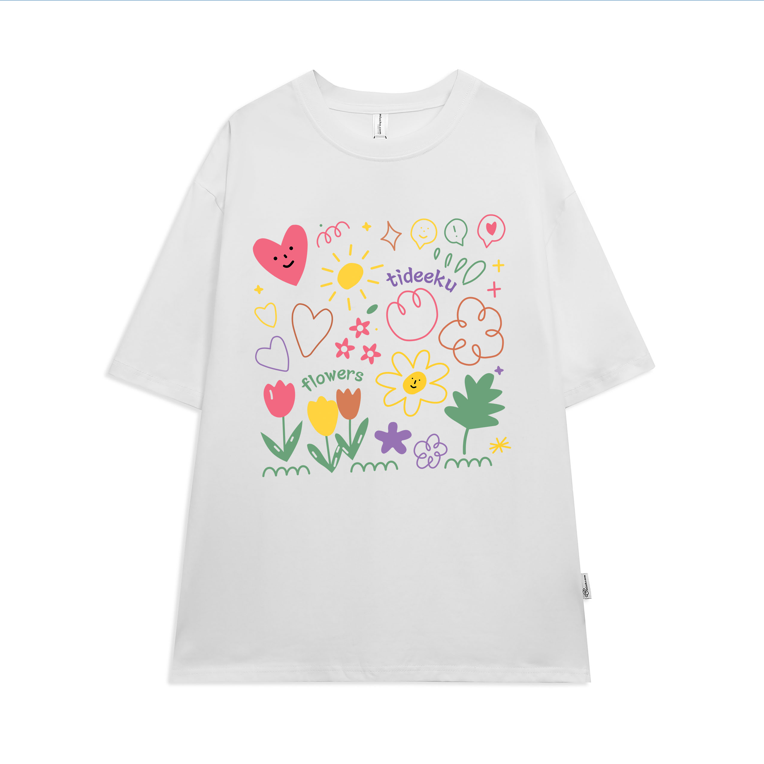 Áo thun trắng tay lỡ form rộng đẹp oversize chất vải cotton mềm mịn AT271 Miucho in graphic_thumbnail_7