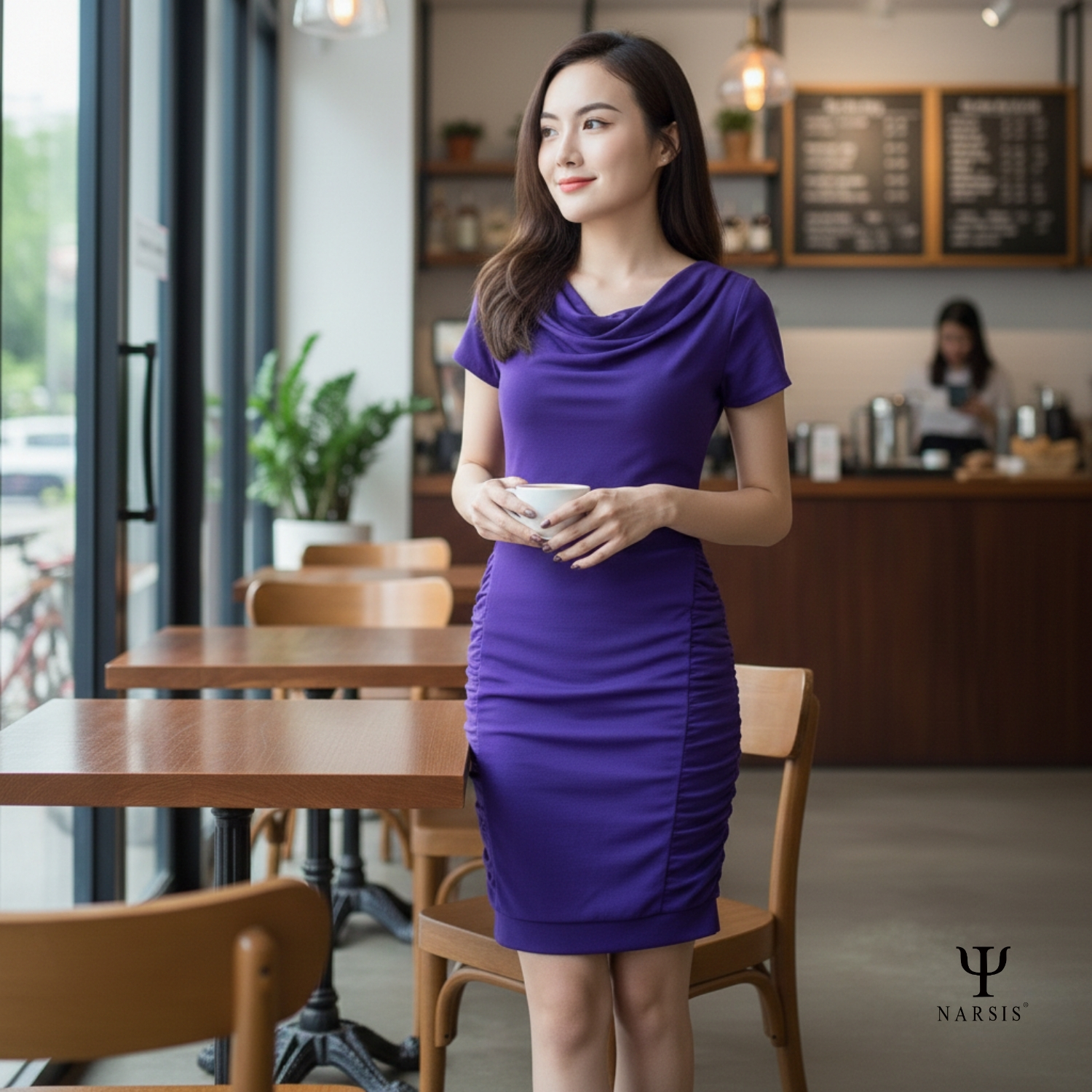 VÁY NỮ  MÀU TÍM NEW1248 NARSIS CHẤT LIỆU THOÁNG MÁT, DỄ CHỊU, THOẢI MÁI CẢ NGÀY, DỄ VẬN ĐỘNG_thumbnail_3