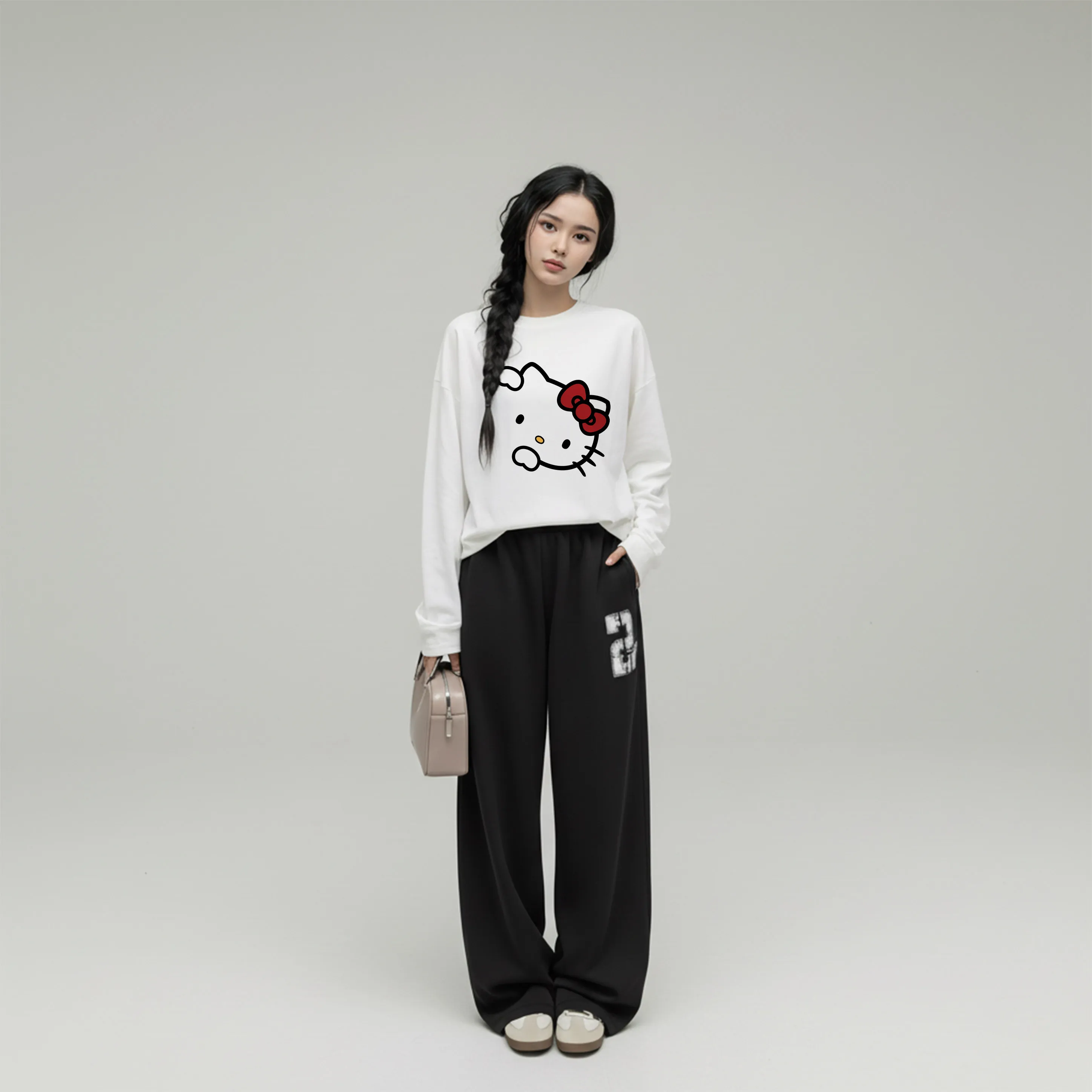 Áo thun boxy local brand Miucho cotton dày dặn thoáng mát tay dài cổ tròn Kitty in mix 2688_thumbnail_4