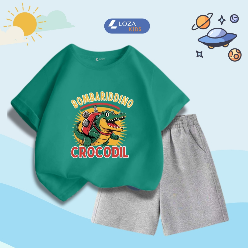 Bộ đồ bé trai in hình 'BOMBARIDDINO CROCODIL' - Loza Kids SB415_thumbnail_2