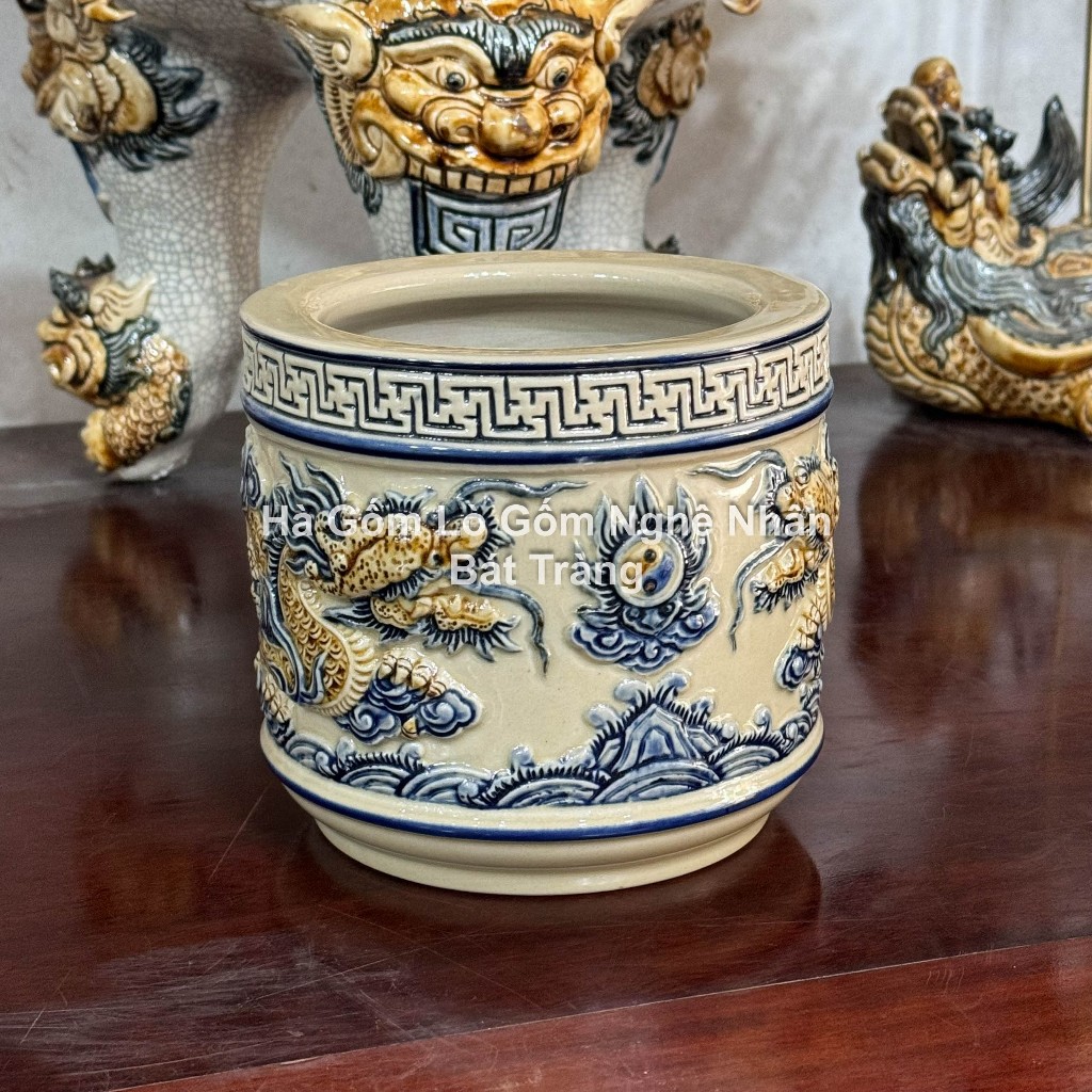 Đồ Thờ Cúng Cao Cấp 80cm - 1m2 Men Hoàng Thổ Đắp Nổi Nghệ Nhân Bát Tràng Chế Tác_thumbnail_2