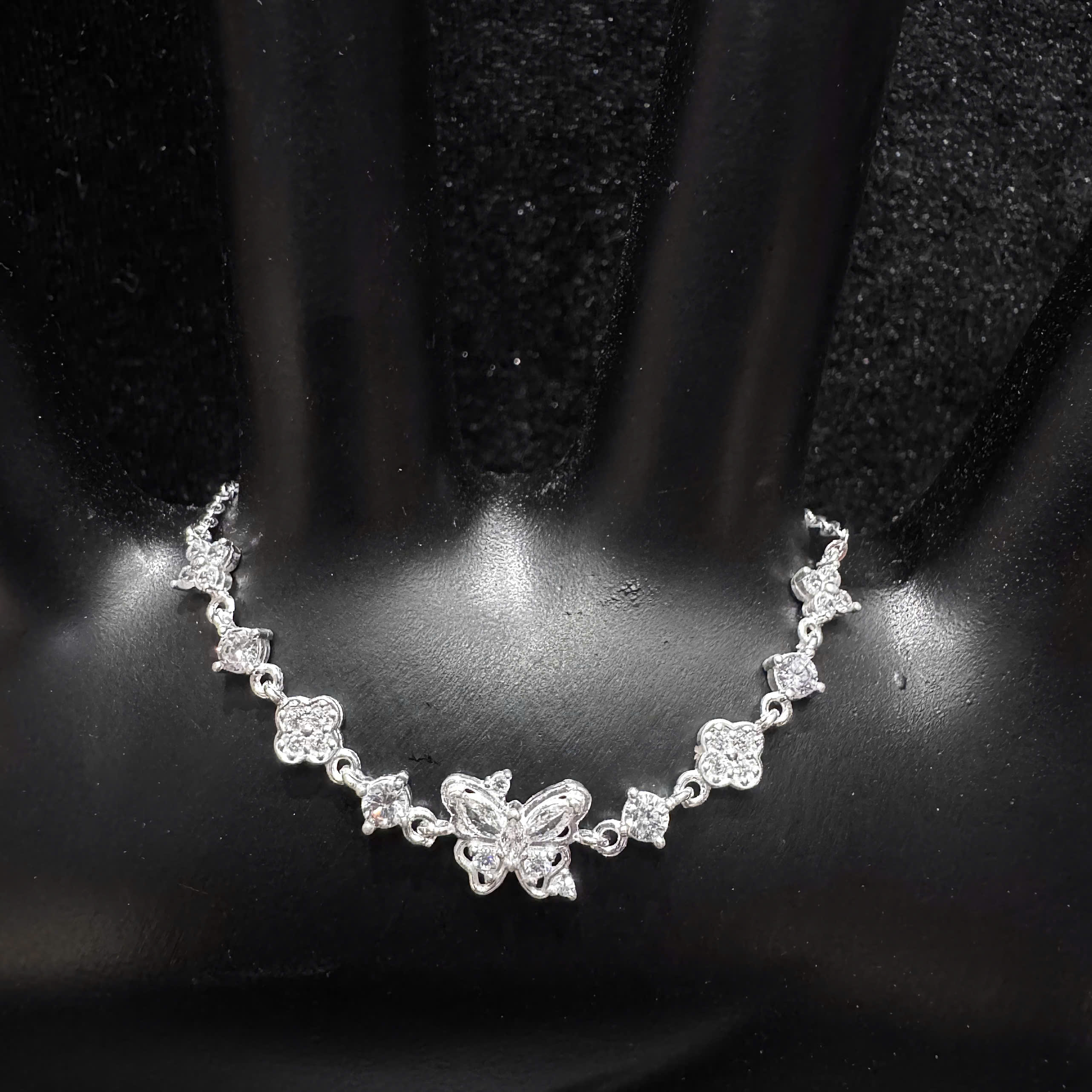 Vòng tay bạc xi bạch kim bướm vancleef trắng_thumbnail_1