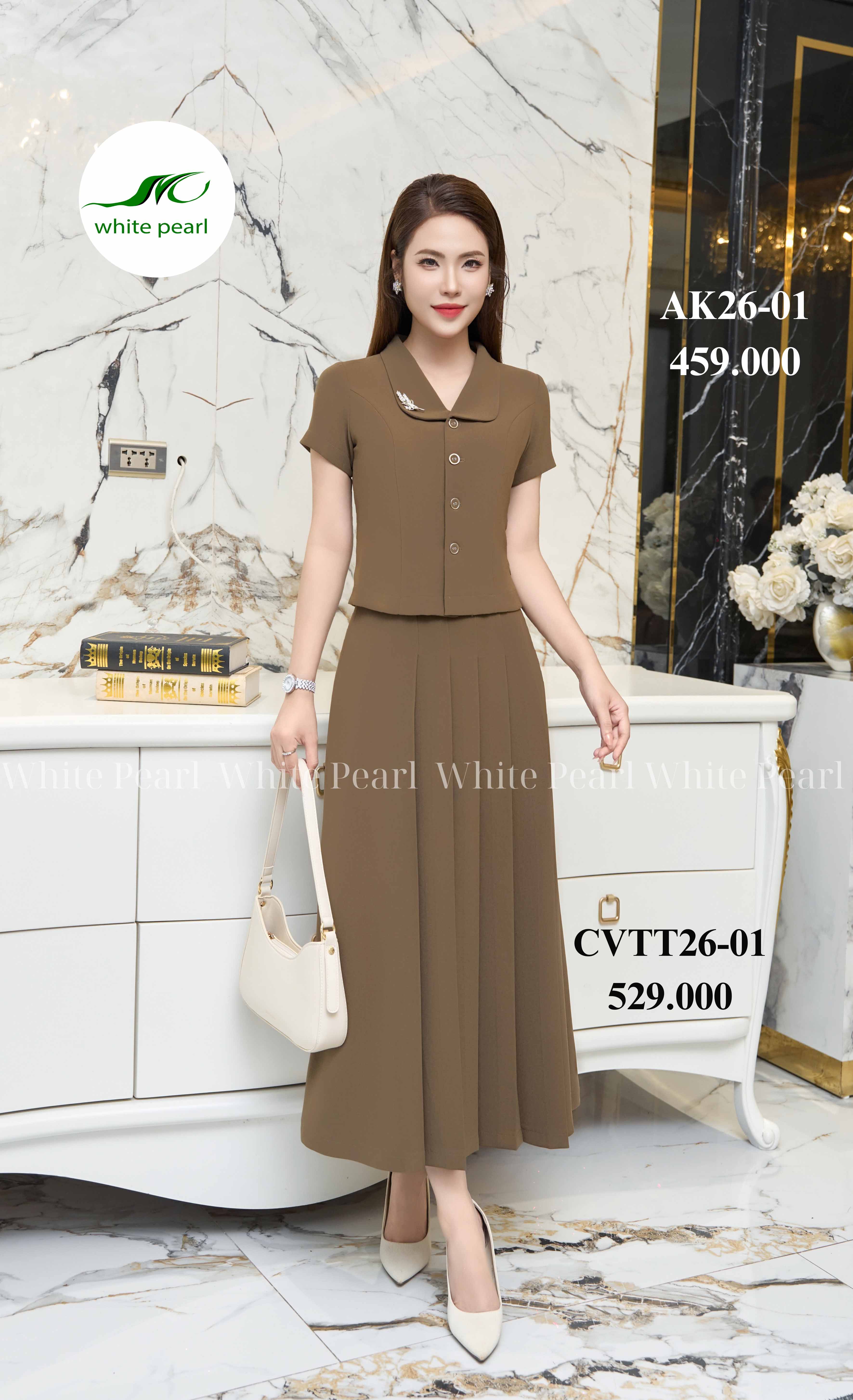 Chân váy thời trang xoè xếp 6 ly lệch thời trang công sở nữ cao cấp White Pearl_thumbnail_3