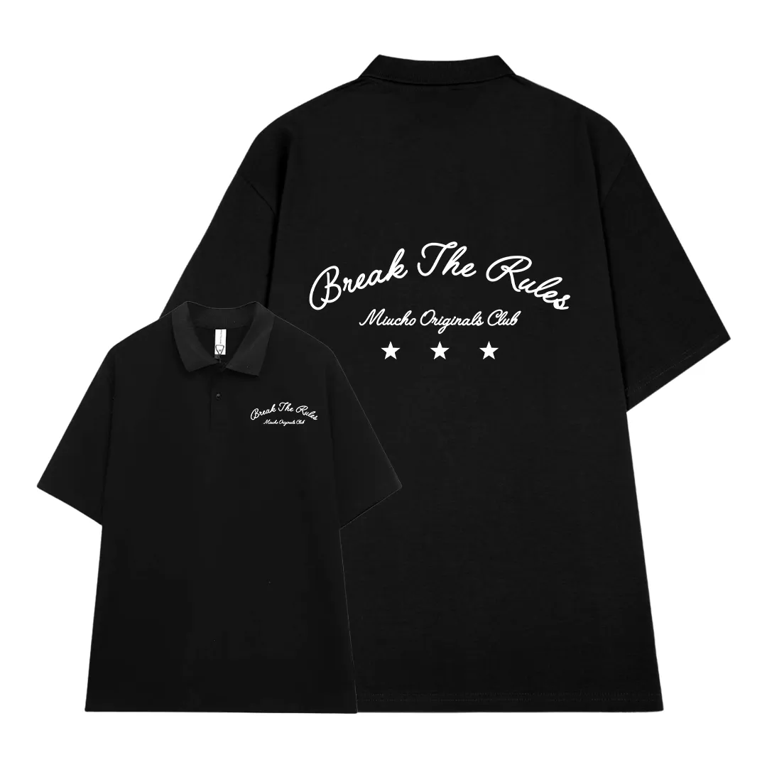 Áo polo form rộng basic 2482 Miucho vải cotton co giãn thoáng mát cổ trụn in typography_thumbnail_9