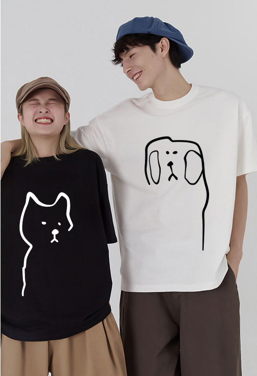 Áo thun cặp đôi couple đáng yêu from rộng ATD1371 Miucho vải cotton cổ tròn in artwork_thumbnail_3