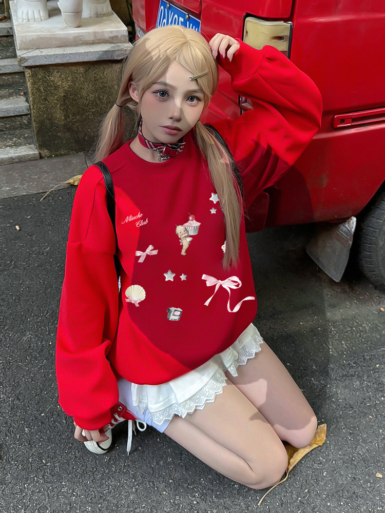Áo sweater nữ form boxy 1920 Miucho cổ tròn vải nỉ bông 350 GSM dày dặn in mix_thumbnail_6