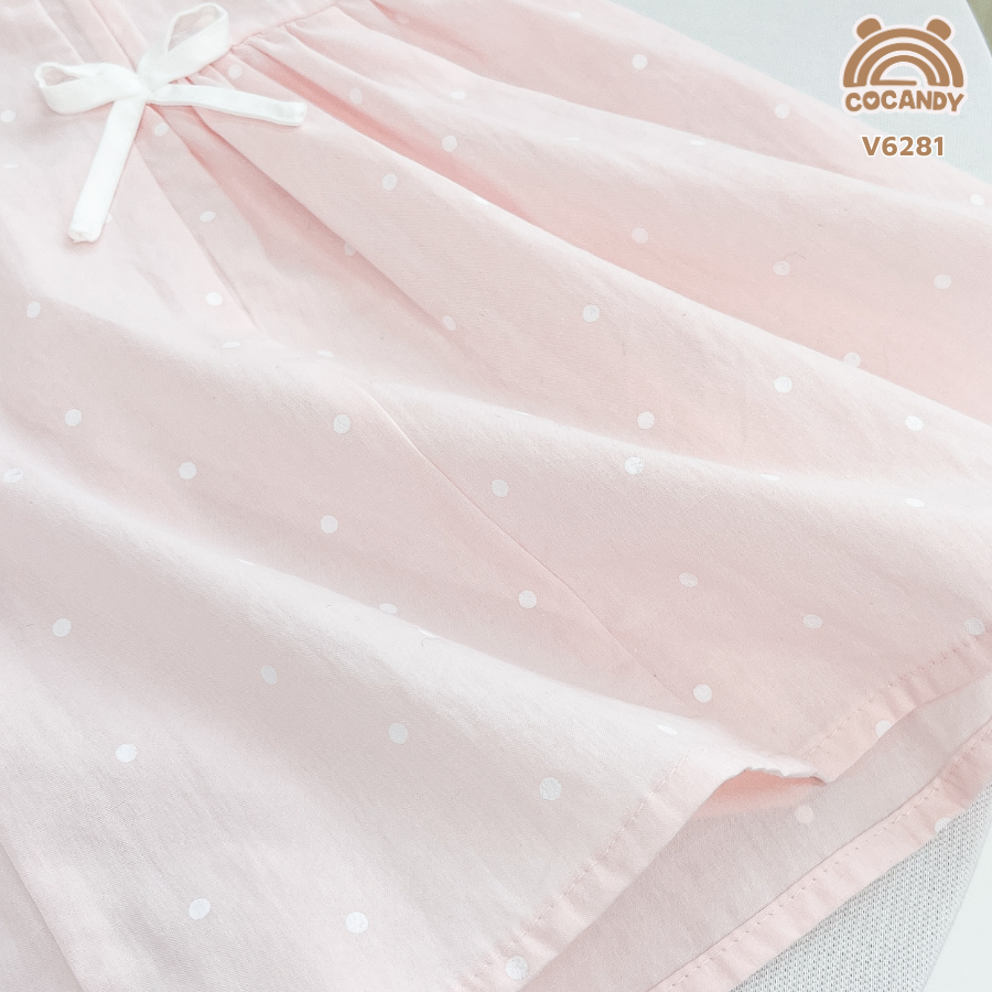 Váy sát nách HỒNG chấm bi nhún phối 2 nơ_thumbnail_6