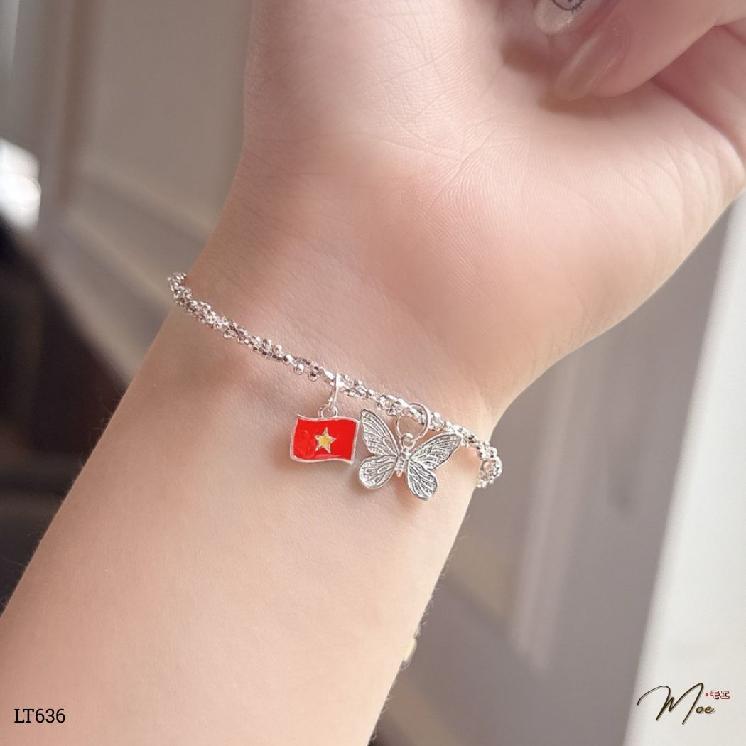 LT636 - Lắc tay xoắn lá cờ mix charm hoa mai/hoa sen/hồ điệp_thumbnail_4