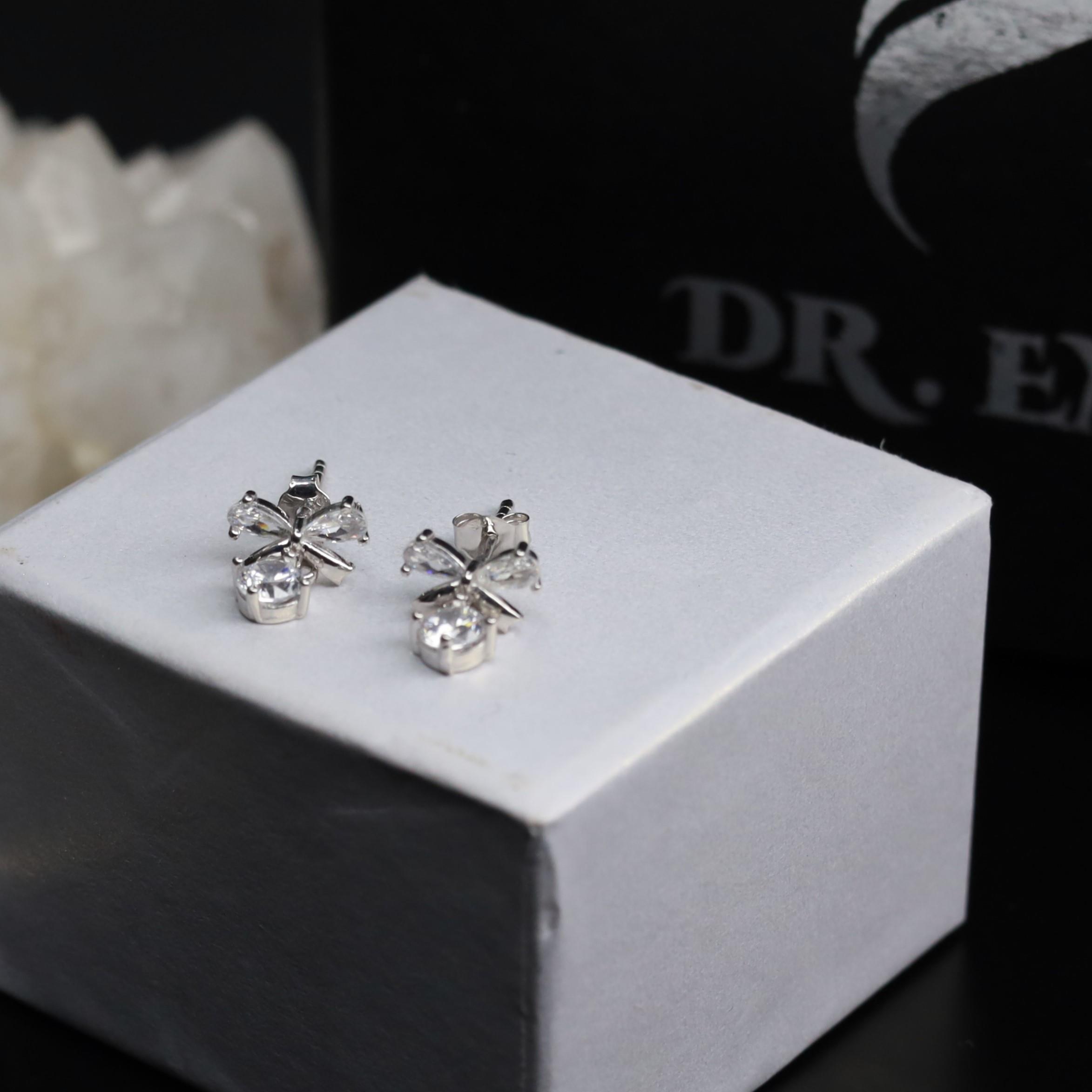 Khuyên kiểu bạc xi bạch kim nơ rơi