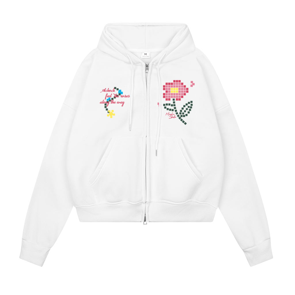 Áo hoodie zip boxy nỉ 2 da dày dặn HXD1574 Miucho mũ rộng khóa kéo in mix_thumbnail_4