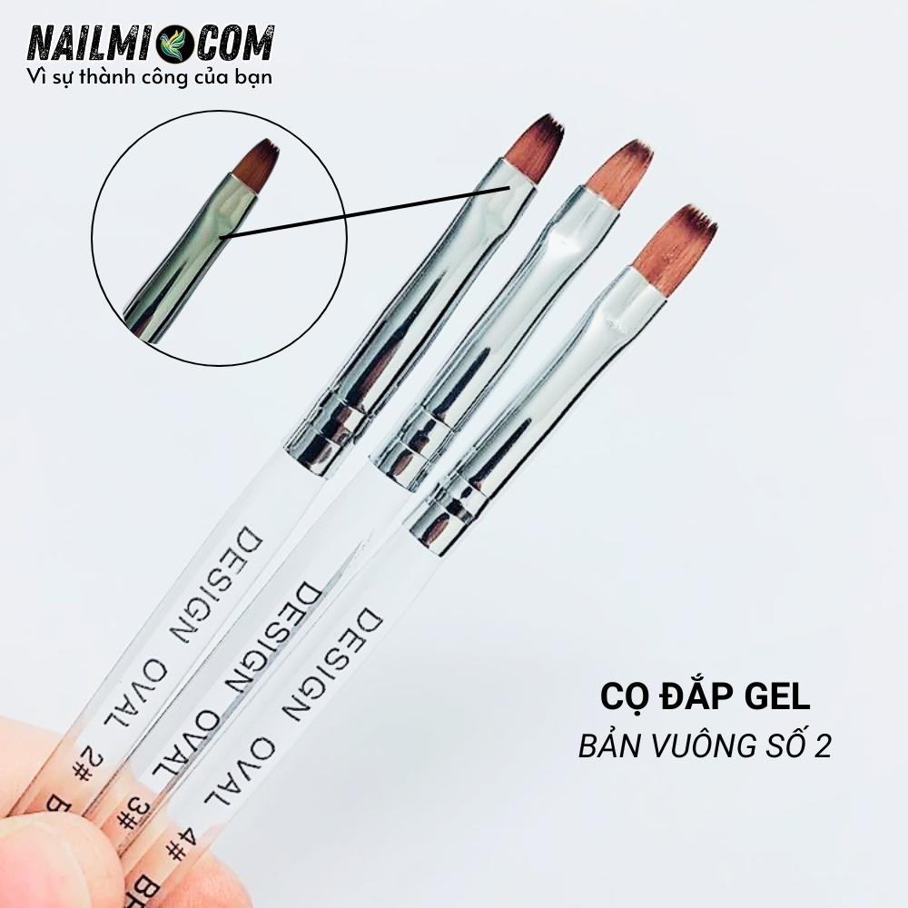 Cọ đắp gel -  bản vuông - OPI số 2 - cán trong