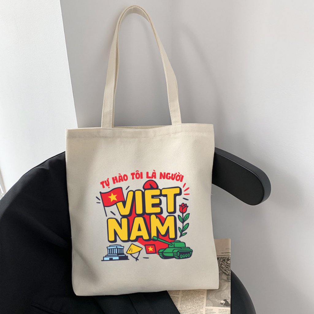 Túi Tote Tôi yêu Việt Nam  - Túi vải canvas có túi phụ và khoá kéo đựng vừa A4 và laptop (33x37cm) - TOTE21_thumbnail_11