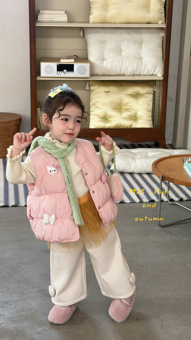 (M75) Áo khoác phao gile màu hồng Mos Kids