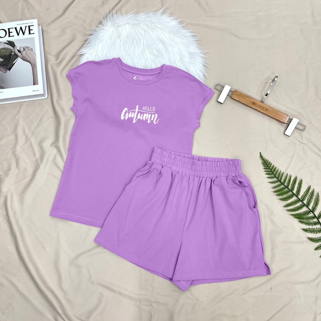 [Form Vừa] Bộ đồ nữ (áo thun form vừa + quần đùi) mùa hè - Set đồ nữ cotton form vừa Loza G0103_thumbnail_1