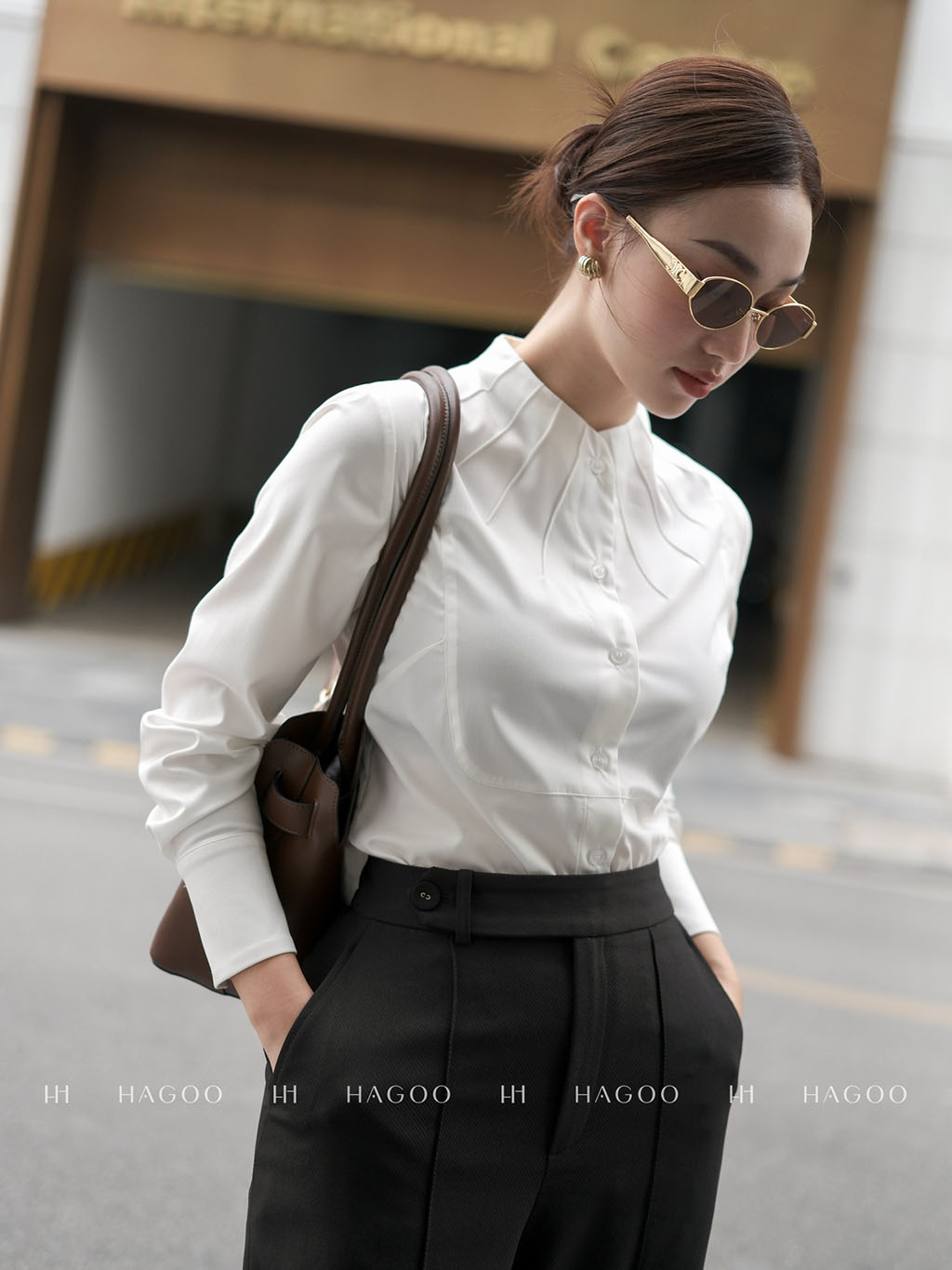 Áo sơ mi cổ leo HAGOO