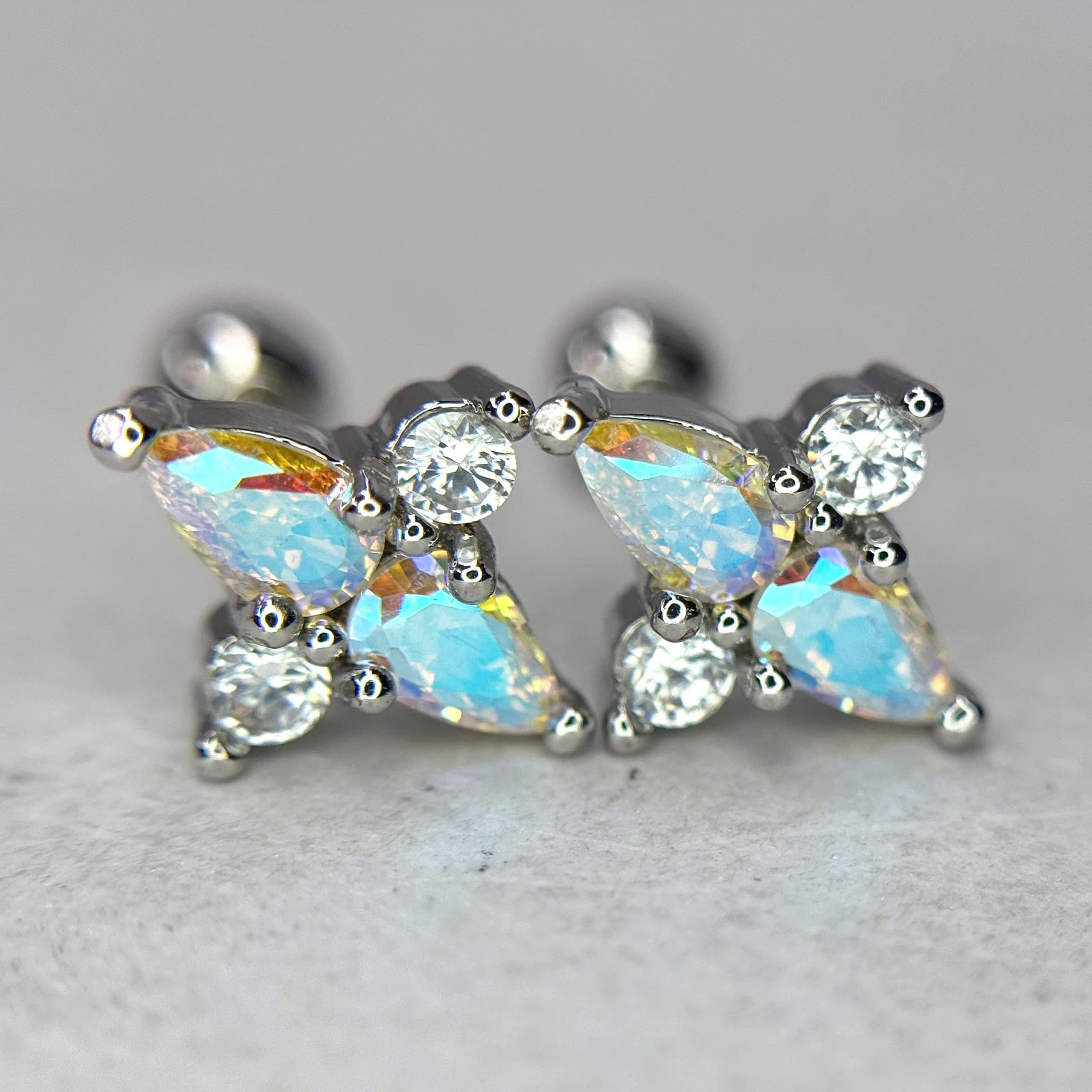 Khuyên kiểu đá hình thoi 7 màu bi