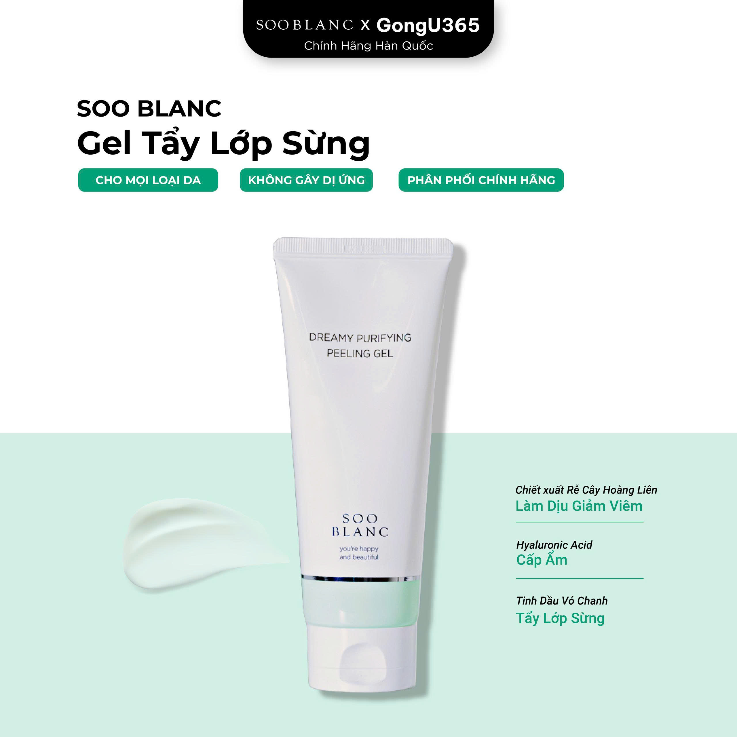 SOO BLANC DREAMY PURIFYING PEELING GEL - Gel Tẩy Da Chết Dịu Nhẹ Làm Sáng Da - Chiết Xuất Hoàng Liên, Tinh Dầu Vỏ Chanh - 150ml - [SB001]