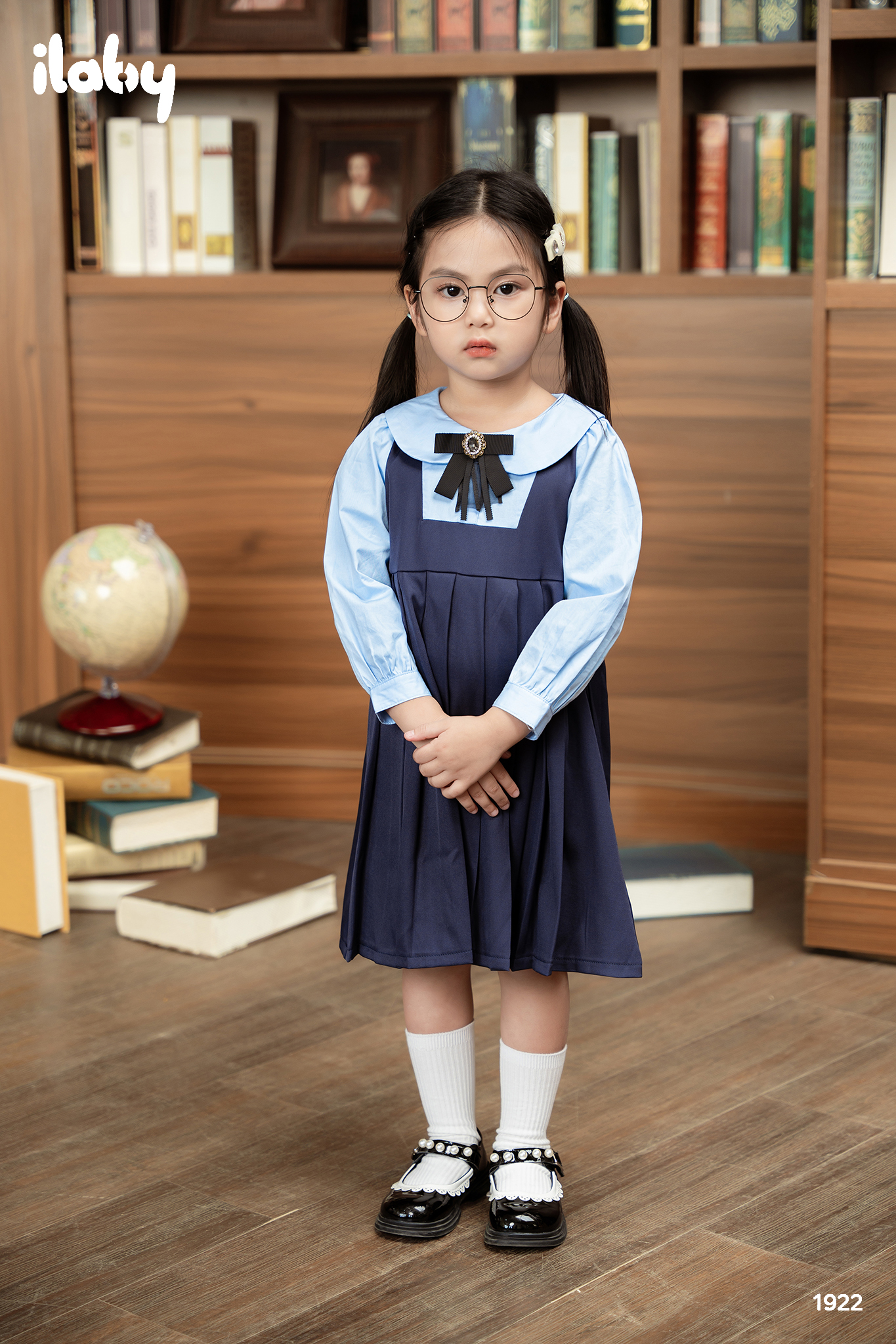 Váy xếp ly giả yếm phối màu xanh trời_thumbnail_0