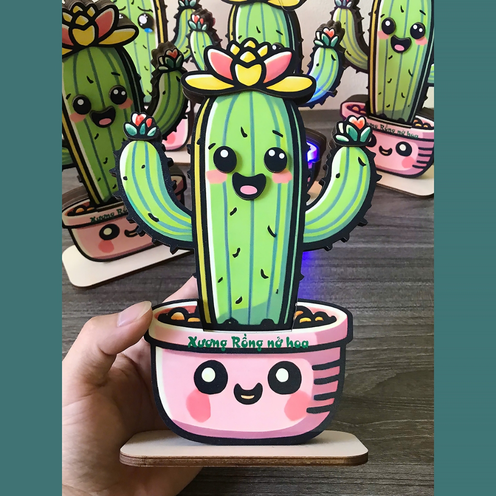 Xương Rồng Gỗ Bất Tử - 2 Mặt Cảm Xúc Buồn Vui, Decor Bàn Học & Bàn Làm Việc_thumbnail_0