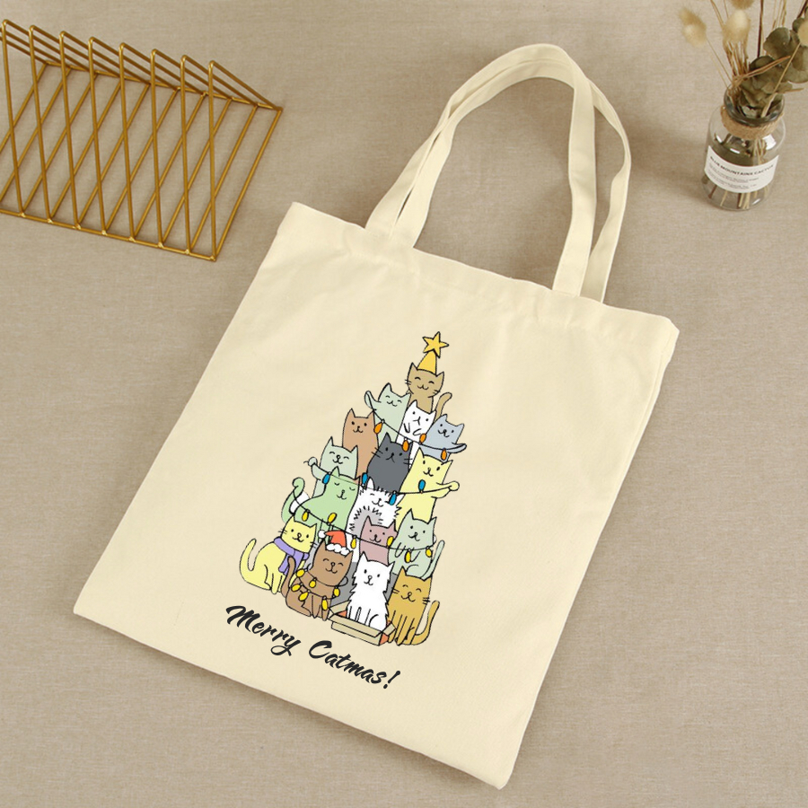 Túi vải canvas hình ông già Noel và người tuyết, có khoá kéo và ngăn phụ - 𝐖𝐞 𝐓𝐞𝐞 TOTE06_thumbnail_16