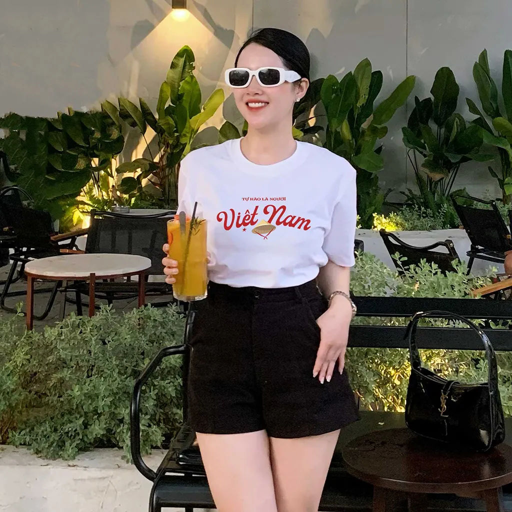 Áo thun Việt Nam form vừa 2522 Miucho Chic vải cotton cao cấp phong cách cổ điển in chữ_thumbnail_3