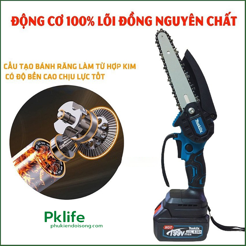 Cấu tạo và thiết kế nổi bật của máy cưa xích pin makita MC-1T201