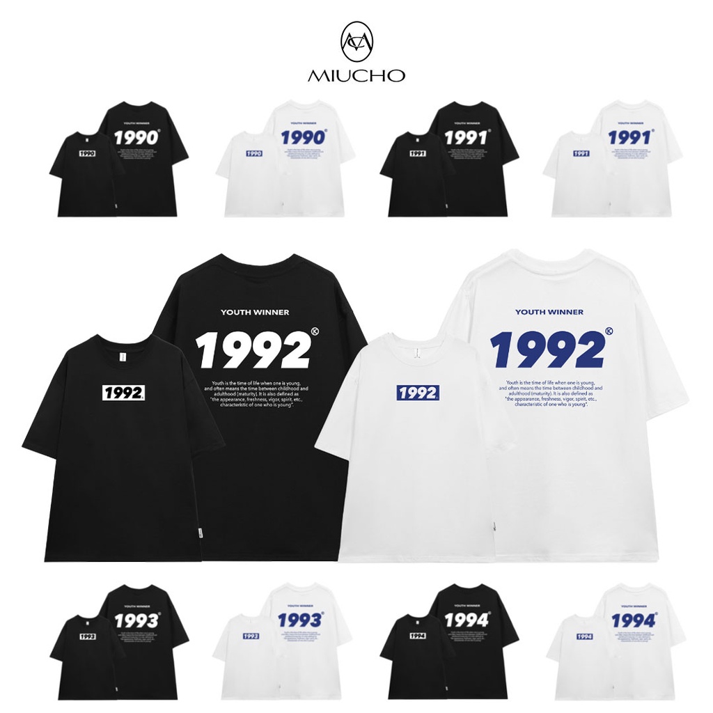 Áo thun unisex form rộng chất vải cotton dành cho nam nữ Miucho AT283 in năm sinh 199x_thumbnail_2