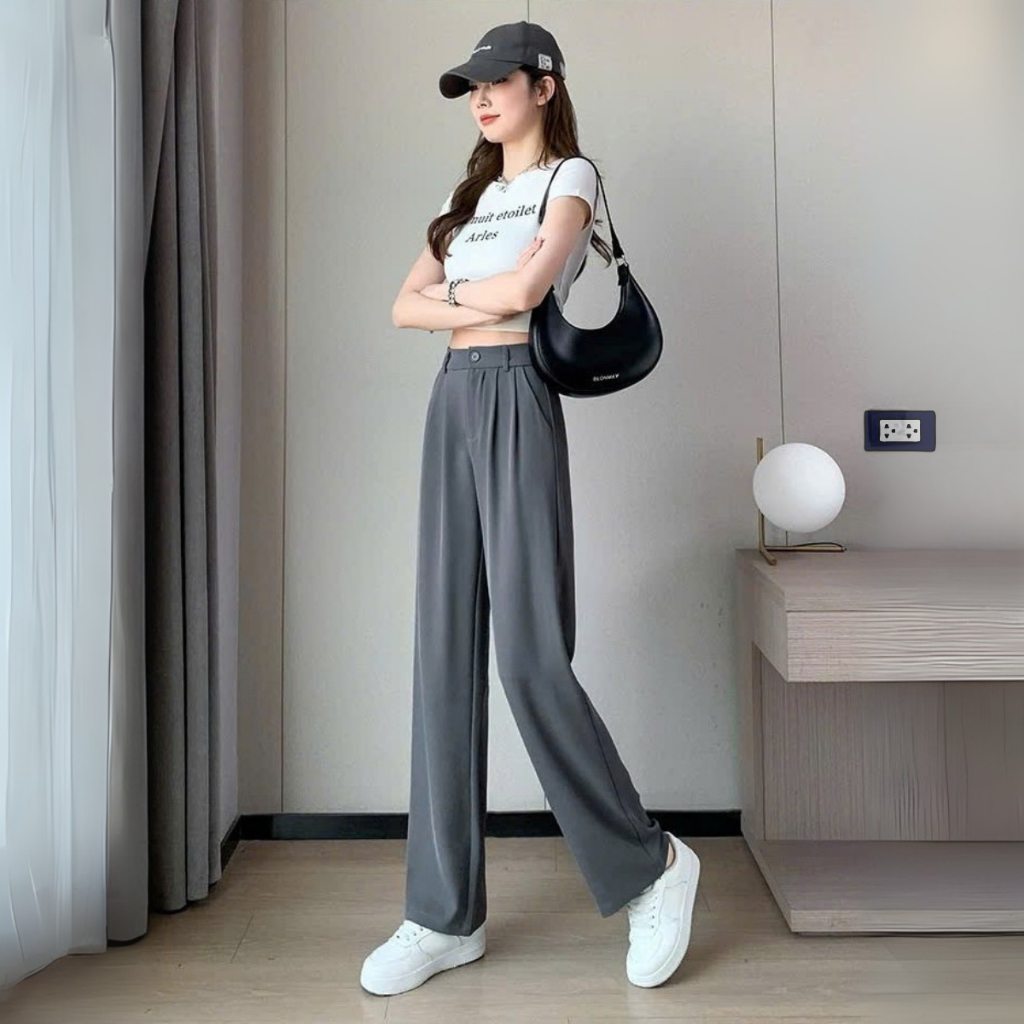 Quần suông nữ ống rộng phong cách Hàn Quốc 3 màu đen,nâu,ghi - Quần dài nữ Loza LQ095227_thumbnail_2