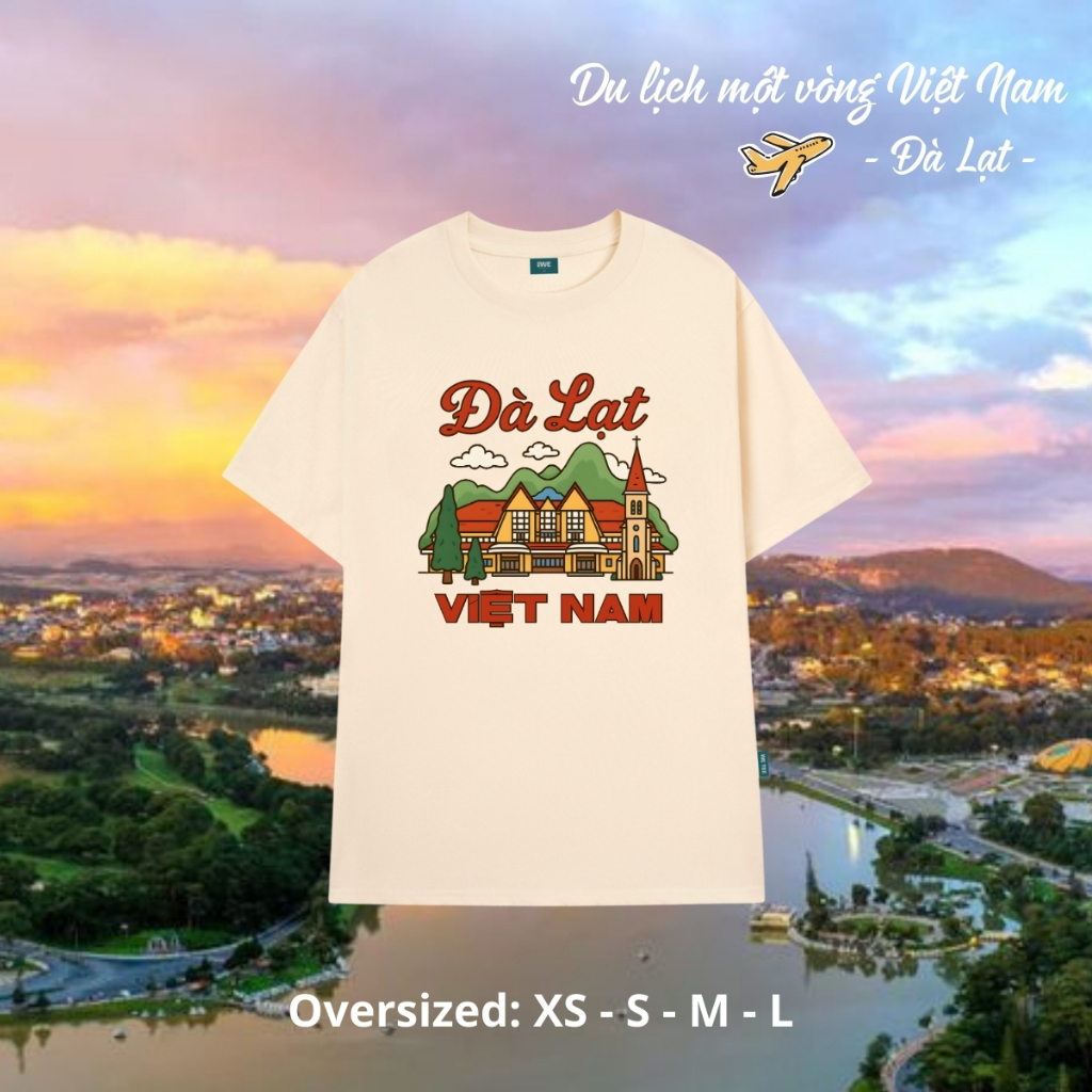 Áo thun du lịch Việt Nam, Huế, Hạ Long... dáng oversize rộng màu be local brand We Tee - T039_thumbnail_8