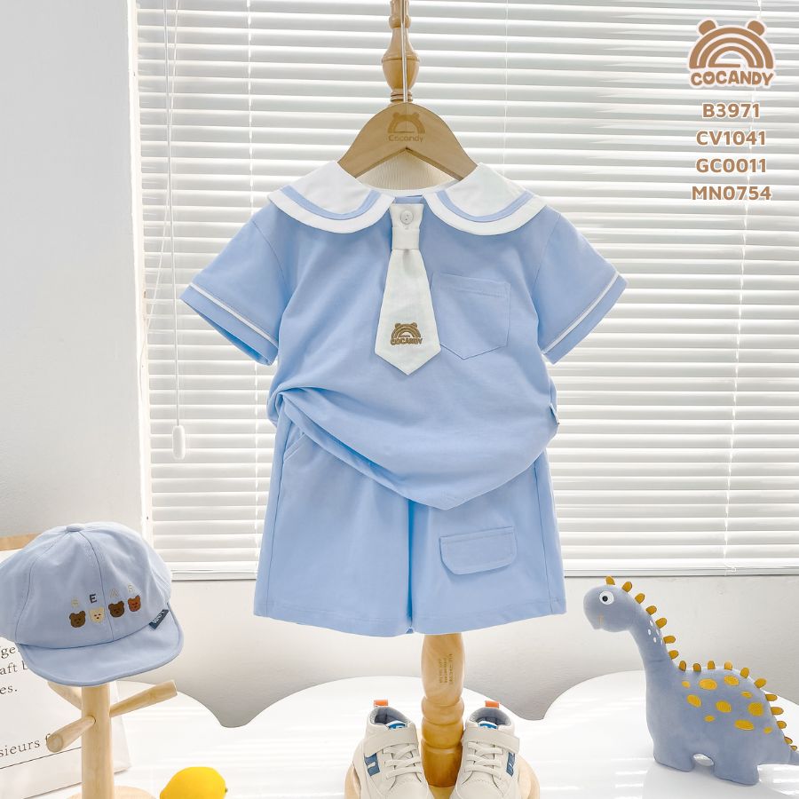 Bộ cộc thuỷ thủ XANH DƯƠNG phối viền