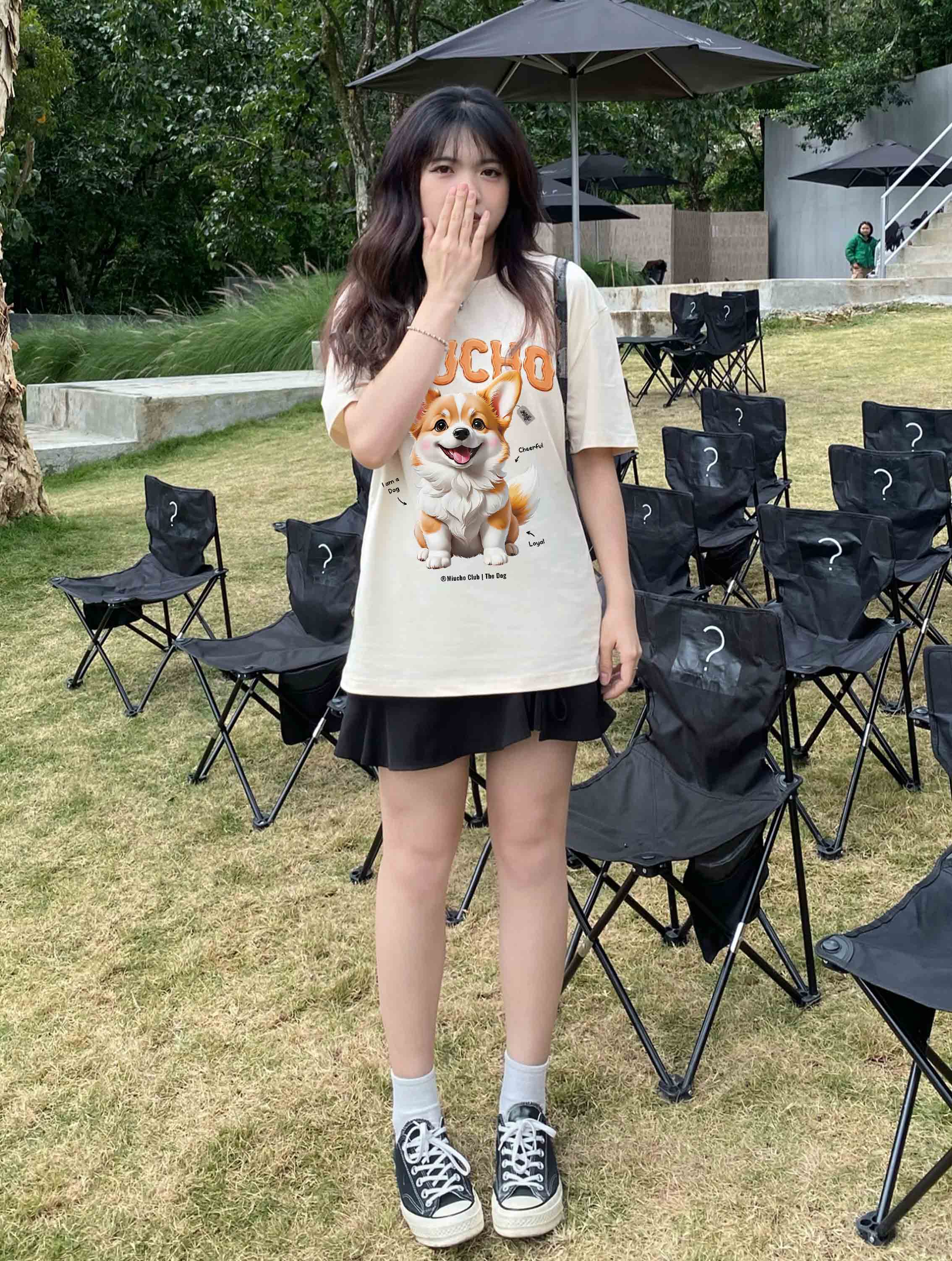 Áo thun form rộng 12 con giáp tuổi Tuất ATD1237 Miucho tay ngắn cổ tròn in mix_thumbnail_2