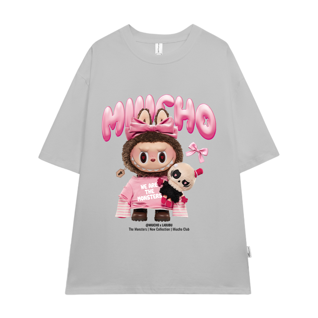 Áo thun labubu form rộng hottrend ATD1269 Miucho vải cotton thoáng mát cổ tròn in mix_thumbnail_10