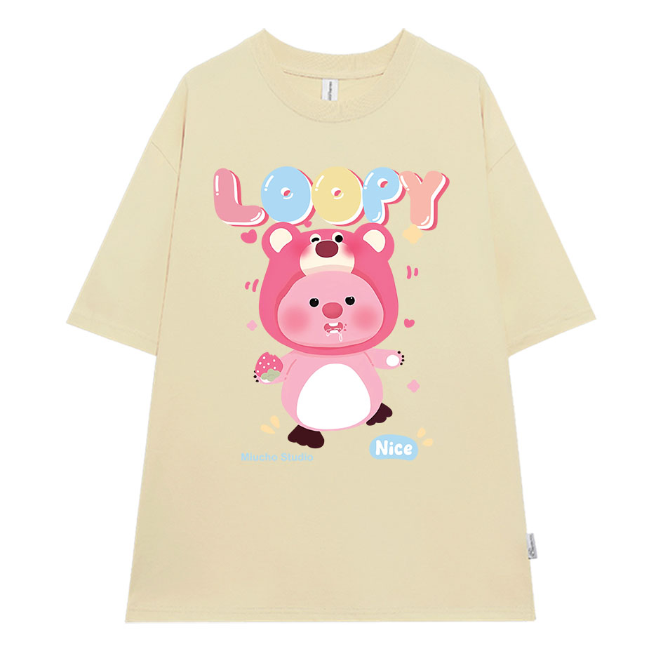 Áo thun Loopy Hải Ly form rộng ATD645 Miucho cotton cổ tròn in artwork_thumbnail_12