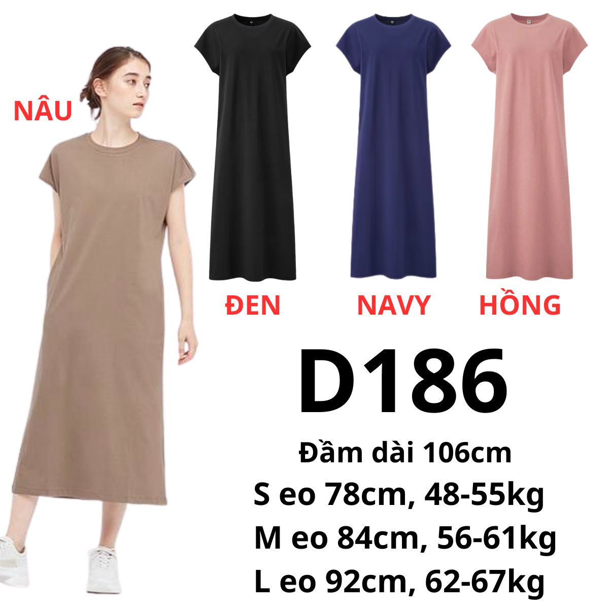 D186- Đầm thun Uni