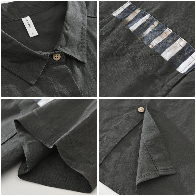 Áo Sơ Mi Nam Ngắn Tay Lyocell Phối Màu Phong Cách Nhật Bản – Form Rộng Nghệ Thuật Thời Trang_thumbnail_11