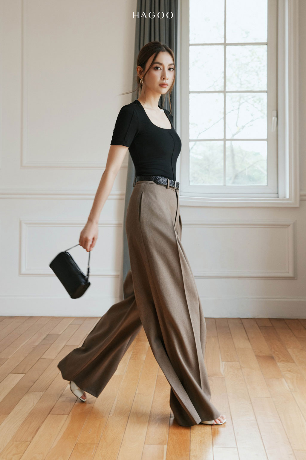 Quần ống rộng xếp ly thẳng HAGOO_thumbnail_3