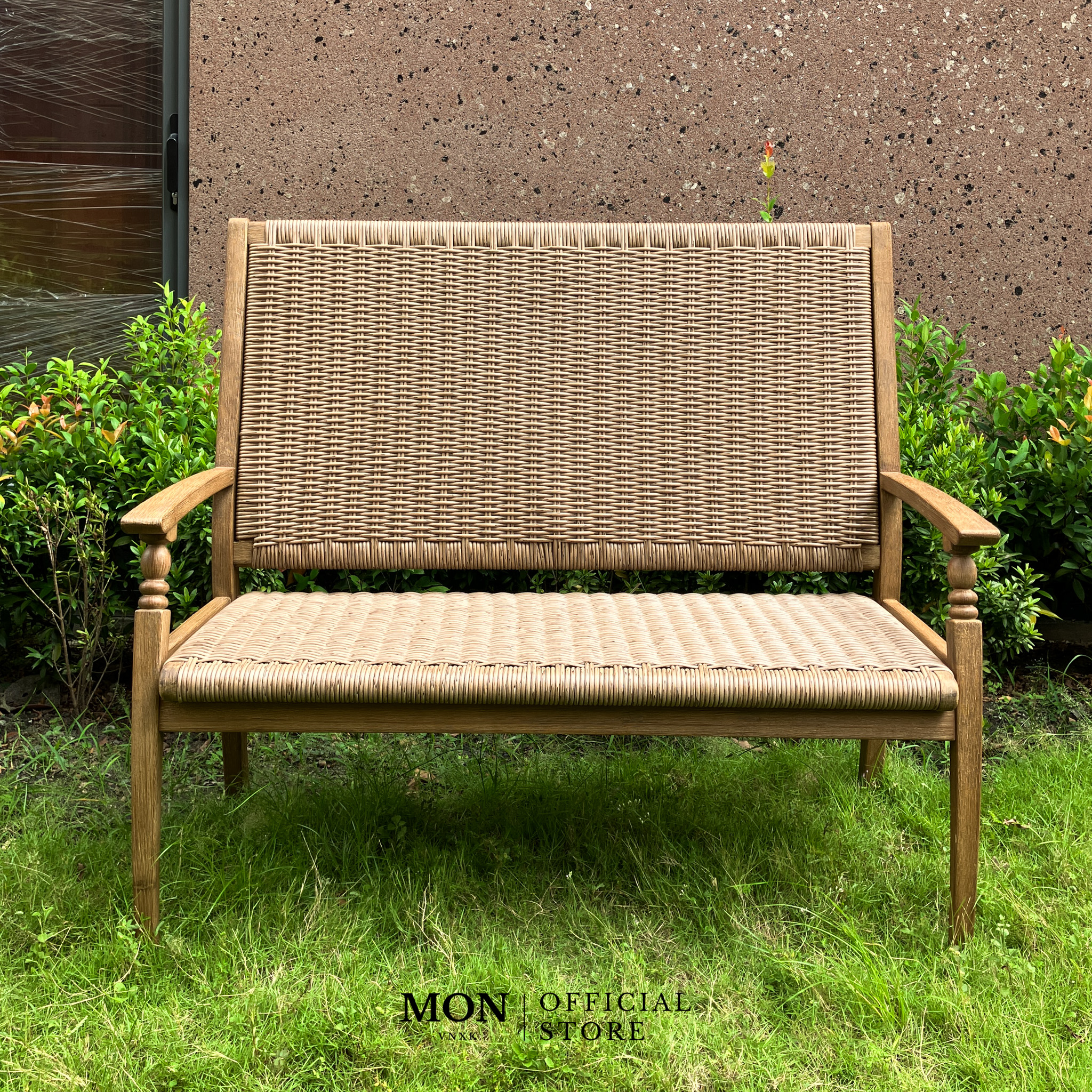 GHẾ BENCH PANAMA GỖ TEAK ĐAN MÂY_thumbnail_4