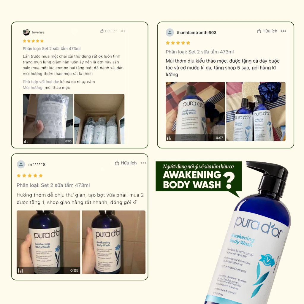Sữa Tắm Pura D'or Awakening Body Wash Giúp Làm Sạch & Dưỡng Ẩm 473ml_thumbnail_7