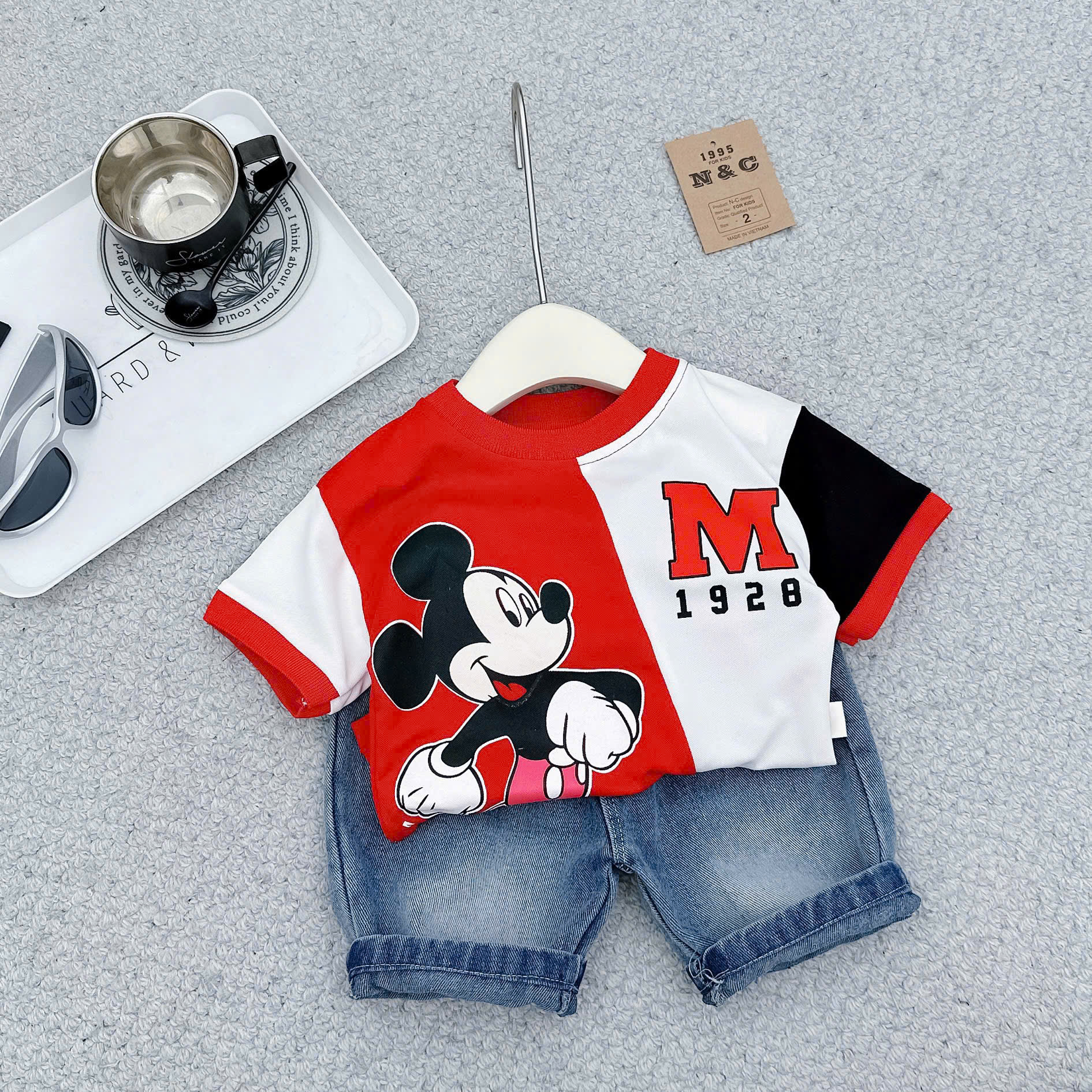G67 BỘ CỘC QUẦN BÒ MICKEY CHỮ M- A116.727