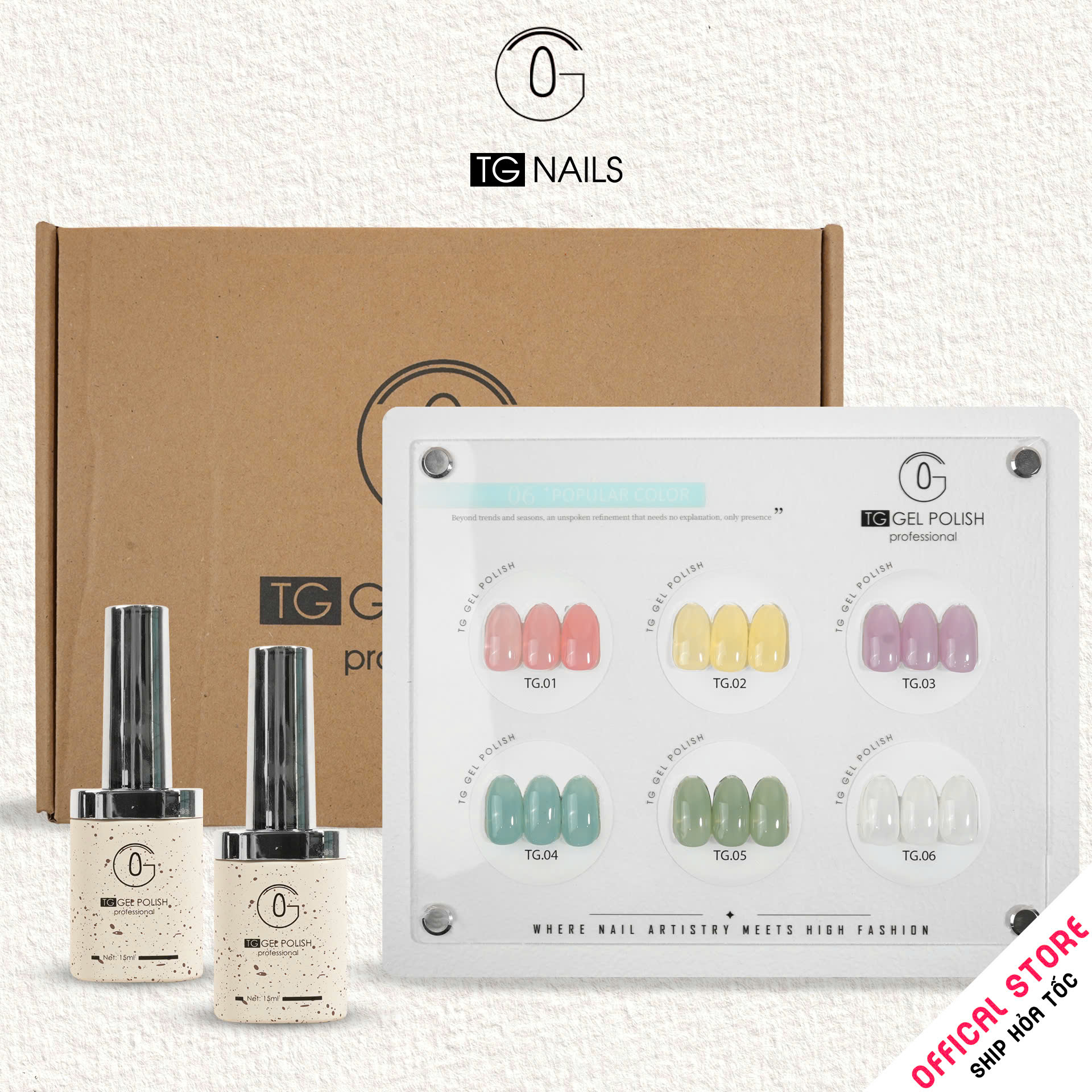 Sơn móng gel TG. Dung tích: 15ml/ lọ. Nhãn hàng TG nail.