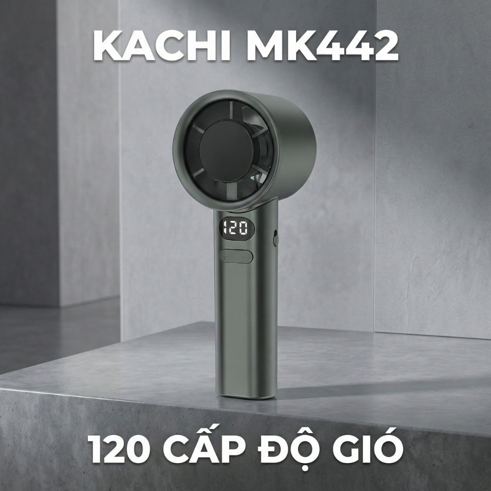 Quạt Cầm Tay Kachi MK442 – 120 Cấp Độ Gió Tuabin, Màn Hình LED Hiển Thị Pin, Bảo Hành 18 Tháng_thumbnail_2