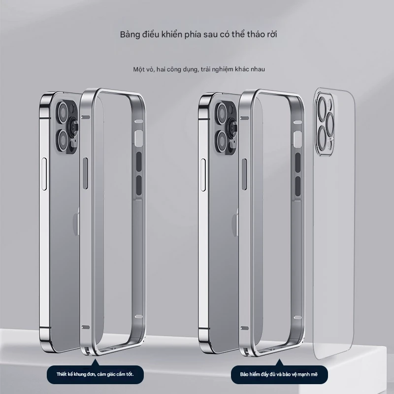 ỐP LƯNG IPHONE VỚI KHUNG VIỀN BẰNG KIM LOẠI MẶT LƯNG NHÁM MỜ CÓ THẾ THÁO RỜI NHỜ KHÓA ĐÀN HỒI_thumbnail_16
