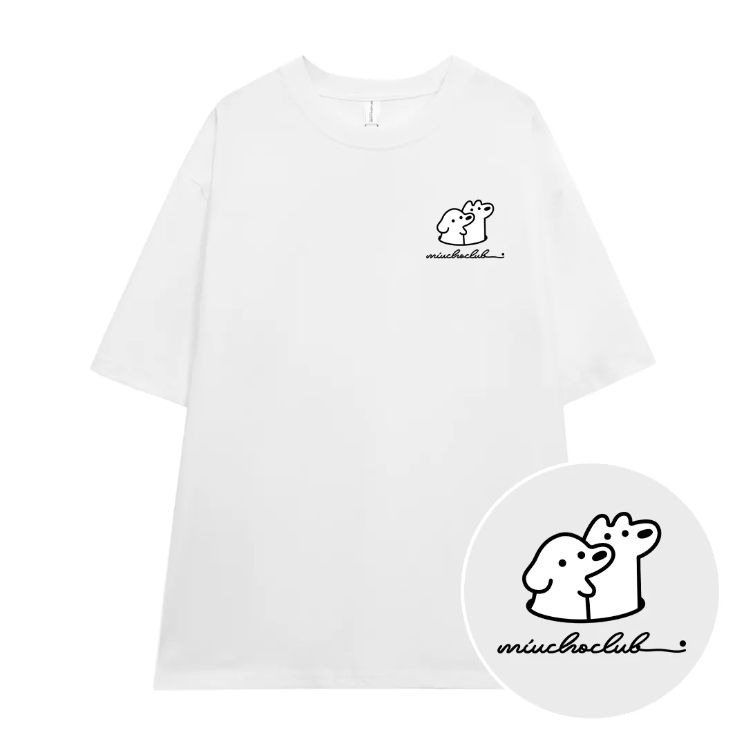 Áo thun unisex form rộng Miucho vải cotton thoáng mát tay ngắn cổ tròn 2 chú cún đáng yêu 2666