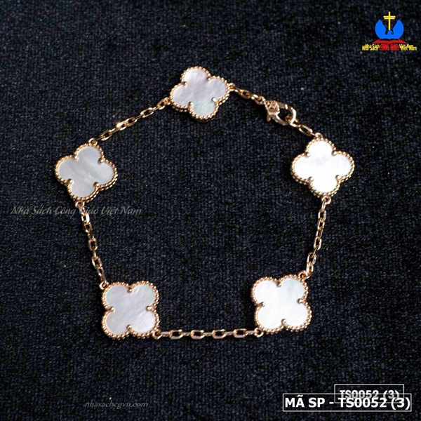 Lắc tay bạc nữ cỏ bốn lá đá trắng xi vàng_thumbnail_2