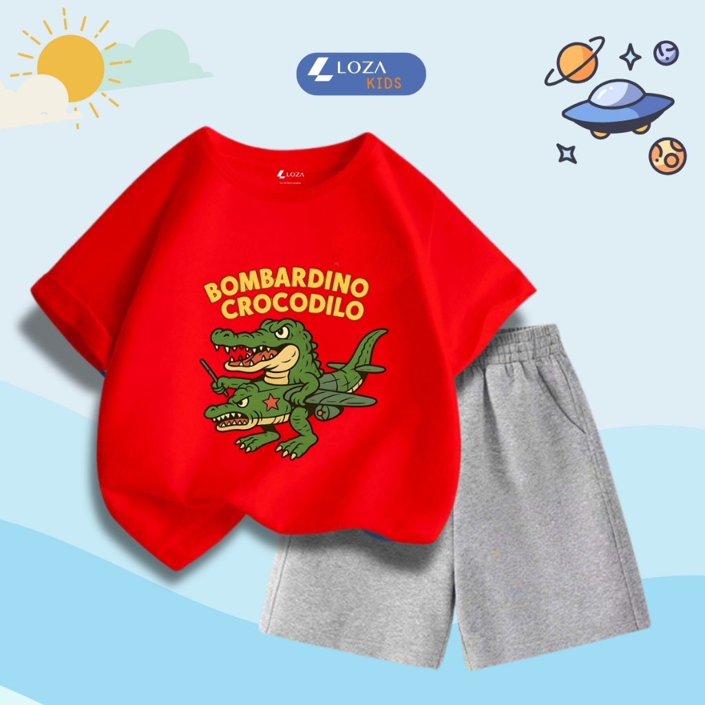 Bộ đồ bé trai in hình 'Bombardino Crocodilo' -  Loza Kids SB384_thumbnail_3